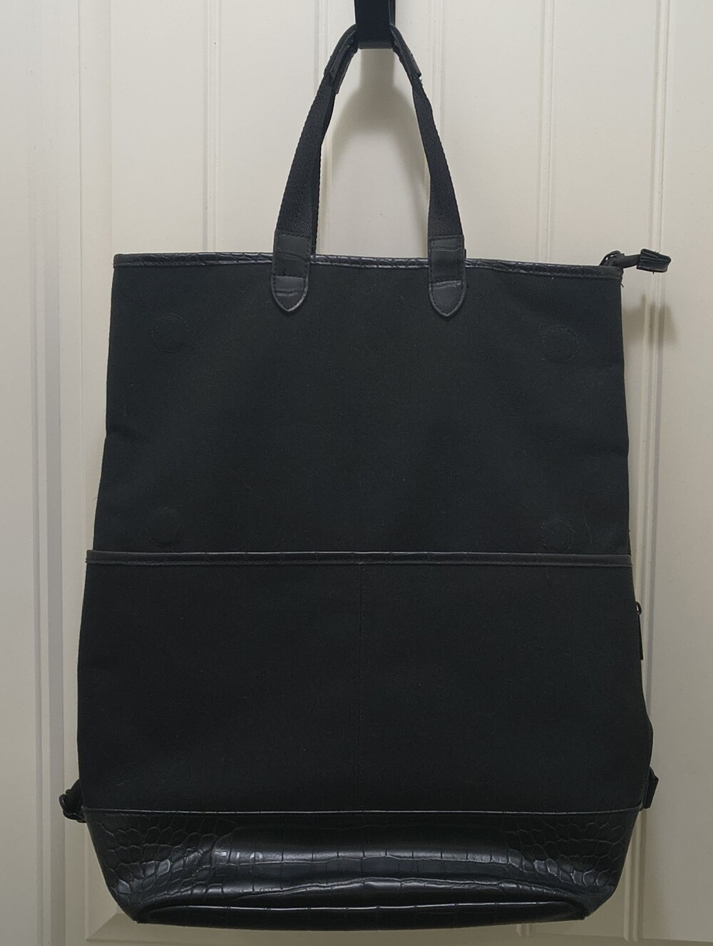 Béis Convertible Backpack Tote Black Croc Trim Travel Laptop Bag Discontinued
